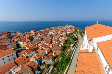 Aerial view of Piran town