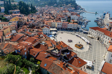 Aerial view of Piran town