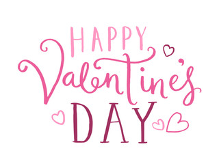 Fototapeta na wymiar HAPPY VALENTINE’S DAY Banner in handdrawn fonts with hearts