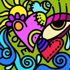 Poster Abstraction classique design with heart and eye i