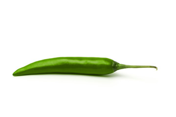 Green Chillies Isolated on a White Background