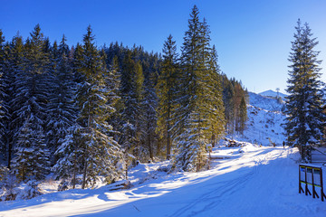 Beautiful scenery of Tatra mountains at snowy winter, Poland