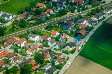 Fototapete Luftbild Aerial view of purlieus of Munich