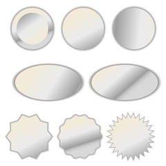 Pearl white foil vector label sticker set.