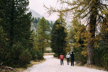 Obraz premium Wanderer in den Bergen, Dolomiten, Südtirol, Italien