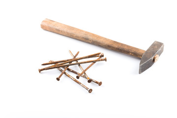 old hammer and nails