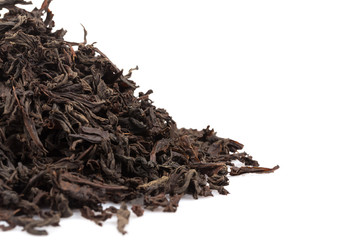 Black tea isolated on white