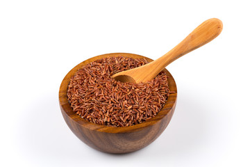 Rice in wooden bowl