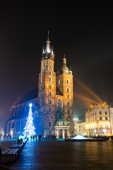 Fototapeta St. Mary's Basilica on a main square in Krakow, Poland. obraz