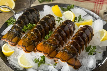 Küchenrückwand glas motiv Raw Organic Fresh Lobster Tails © Brent Hofacker
