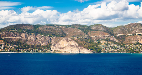 Cote d'Azur France. Beautiful panoramic aerial view city of Nice, France. Luxury resort of French riviera