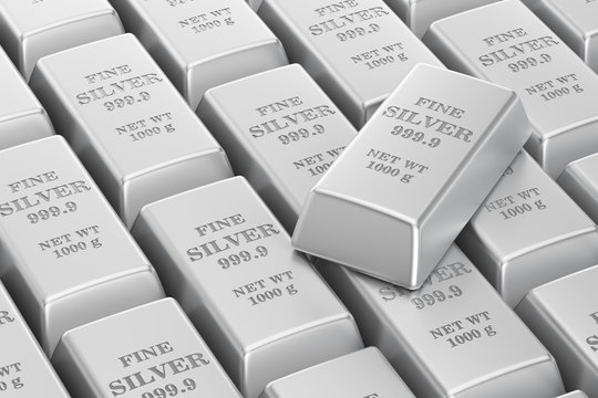 silver bars background, 3D rendering