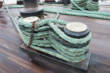 Tackle sailing ship, close up