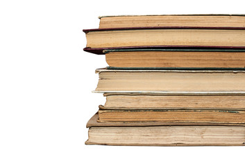 dirty old worn books,  background, isolation on a white 