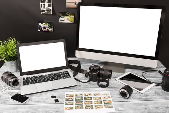 mockup design monitor working desk white space designer screen