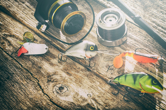 fishing background angler wobbler spinning bait concept
