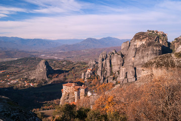 Hanging monastery at Meteora of Kalampaka in Greece. The Meteora - 132634848
