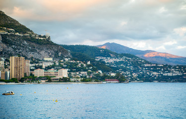 Fototapeta na wymiar Sunset in Principality of Monaco.