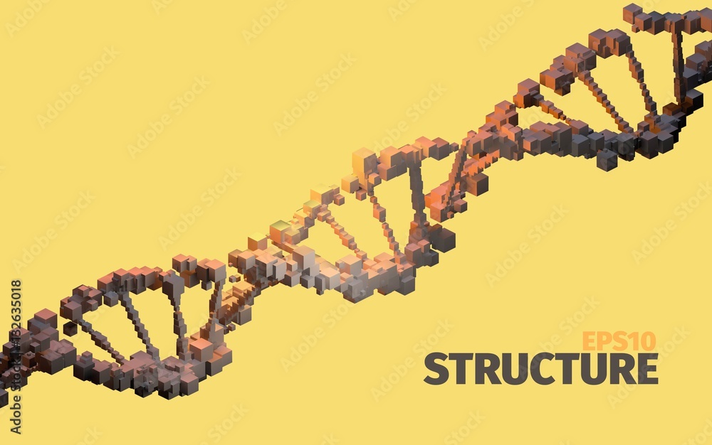Aufkleber dna structure. 3d vector abstract background. cube elements