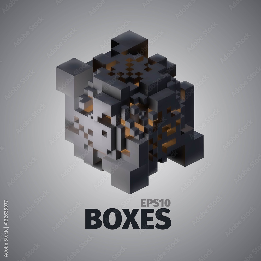 Poster cube 3d vector elements. technology background. structure illustration
