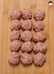 raw meatballs on board