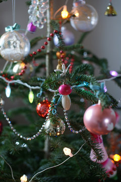  Old Soviet Christmas decorations on New Year tree.