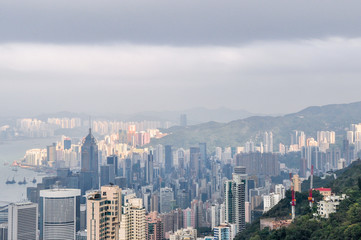 Naklejka premium Aerial view of Hong Kong
