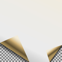 Folded pearl white foil blank vector note planner sticker.