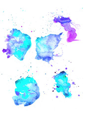 Colorful abstract watercolor texture with splashes and spatters. Modern creative watercolor background for trendy design.