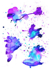 Colorful abstract watercolor texture with splashes and spatters. Modern creative watercolor background for trendy design.