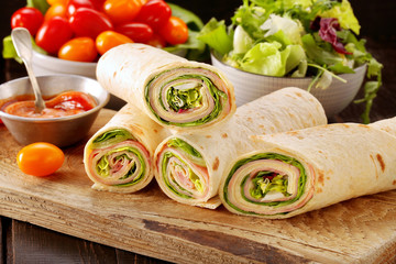 Sandwiches twisted roll tortilla wraps