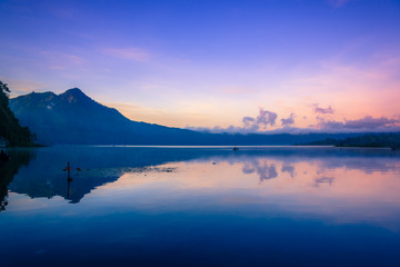 View of a lake and mountain in Bali Indonesia 