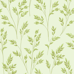 Naklejka na ściany i meble Floral pattern with leaves. Ornamental herb branch seamless background