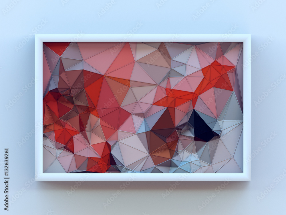Poster Abstract colored polygonal triangular mosaic background. 3d rendering