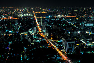 Fototapeta na wymiar Aerial city view of Bangkok