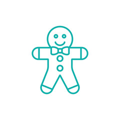 gingerbread ginger bread man coocie bake sweet traditional food  line icon blue on white
