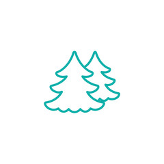 fir spruce pine tree wood christmas xmas decorating line icon blue on white