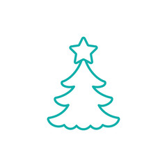 fir spruce pine tree wood christmas xmas decorating line icon blue on white