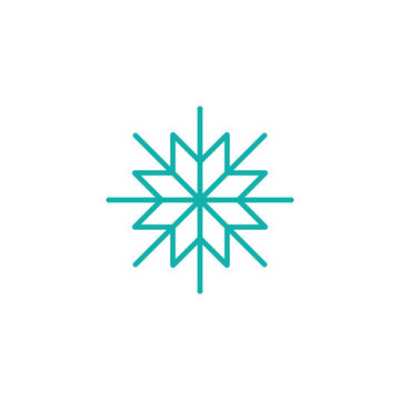 snowflake snow freeze winter thin line outline icon blue on white