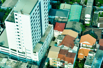 Aerial city view of central part of Bangkok, Thailand, Asia