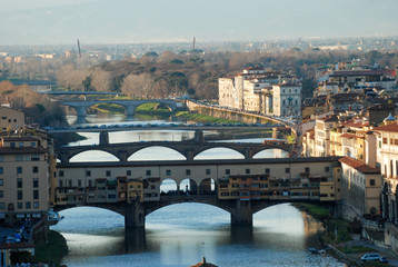 Aerial view at Ponte Vecchio in Florence