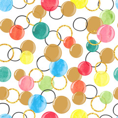 Vector celebration background. Seamless pattern with colorful watercolor bubbles. 