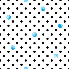 Cercles muraux Polka dot Modèle sans couture à pois avec des cercles aquarelles bleus. Fond de vecteur.