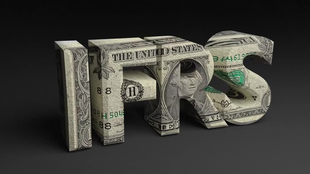 focused Lens animation on IFRS word with dollar note texture