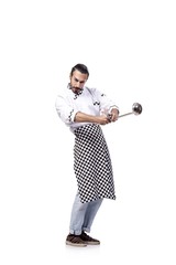 Funny male cook isolated on the white background