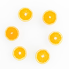 Colorful pattern made of citrus fruits, Flat lay, Top view.
