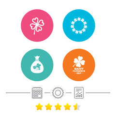 Saint Patrick day icons. Money bag with clover.