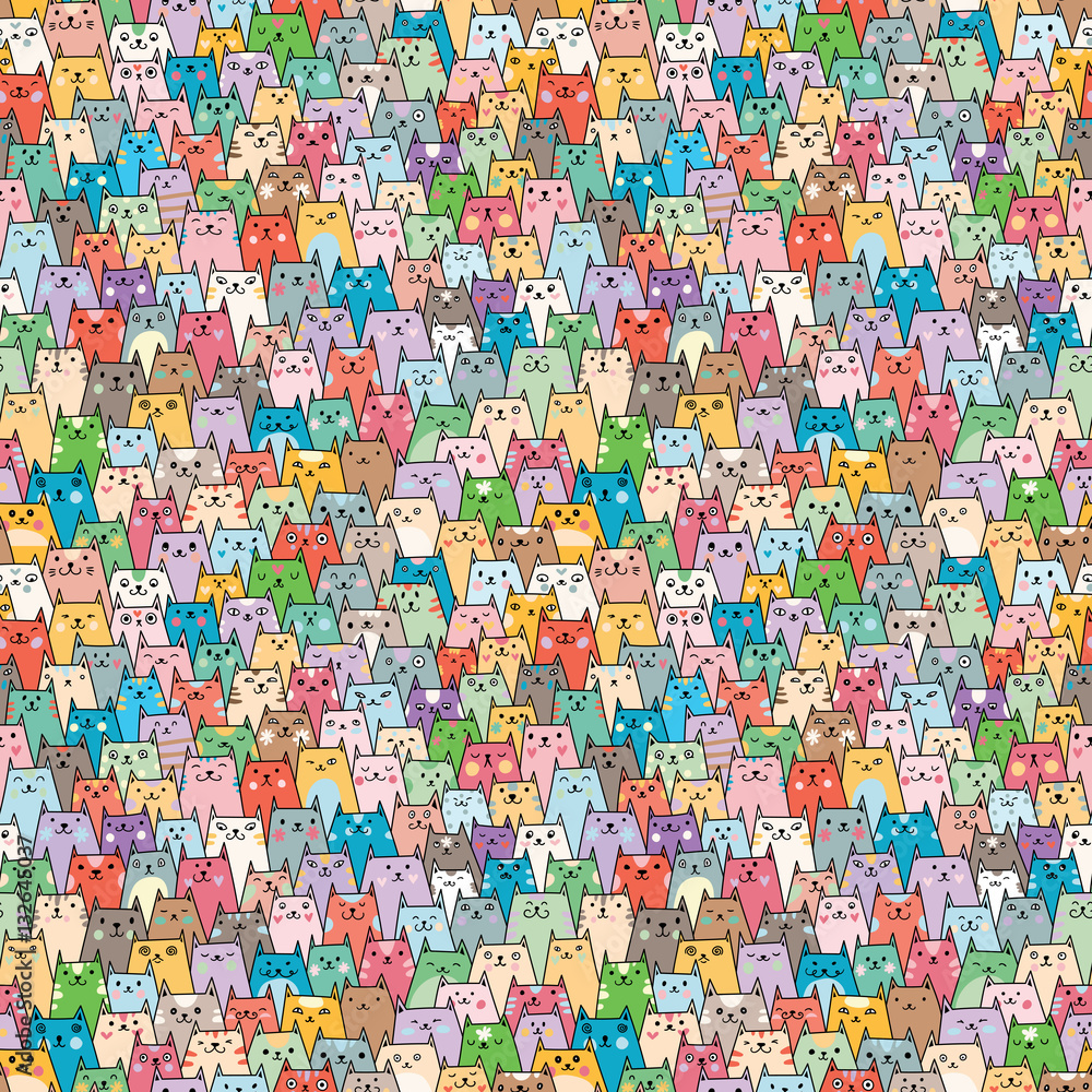 Aufkleber seamless vector pattern with cats