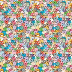 Seamless vector pattern with cats