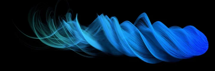 Photo sur Plexiglas Vague abstraite Résumé 3D avec des lignes bleues. version forme comète